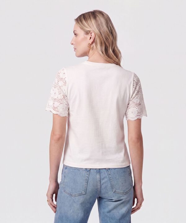 Camiseta Con Mangas De Encaje Para Mujer
