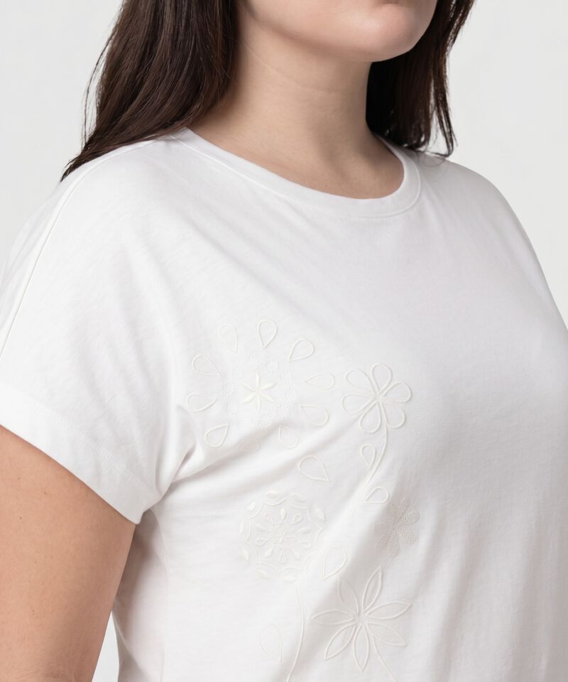 Camiseta Con Bordado Lateral Para Mujer Curvy