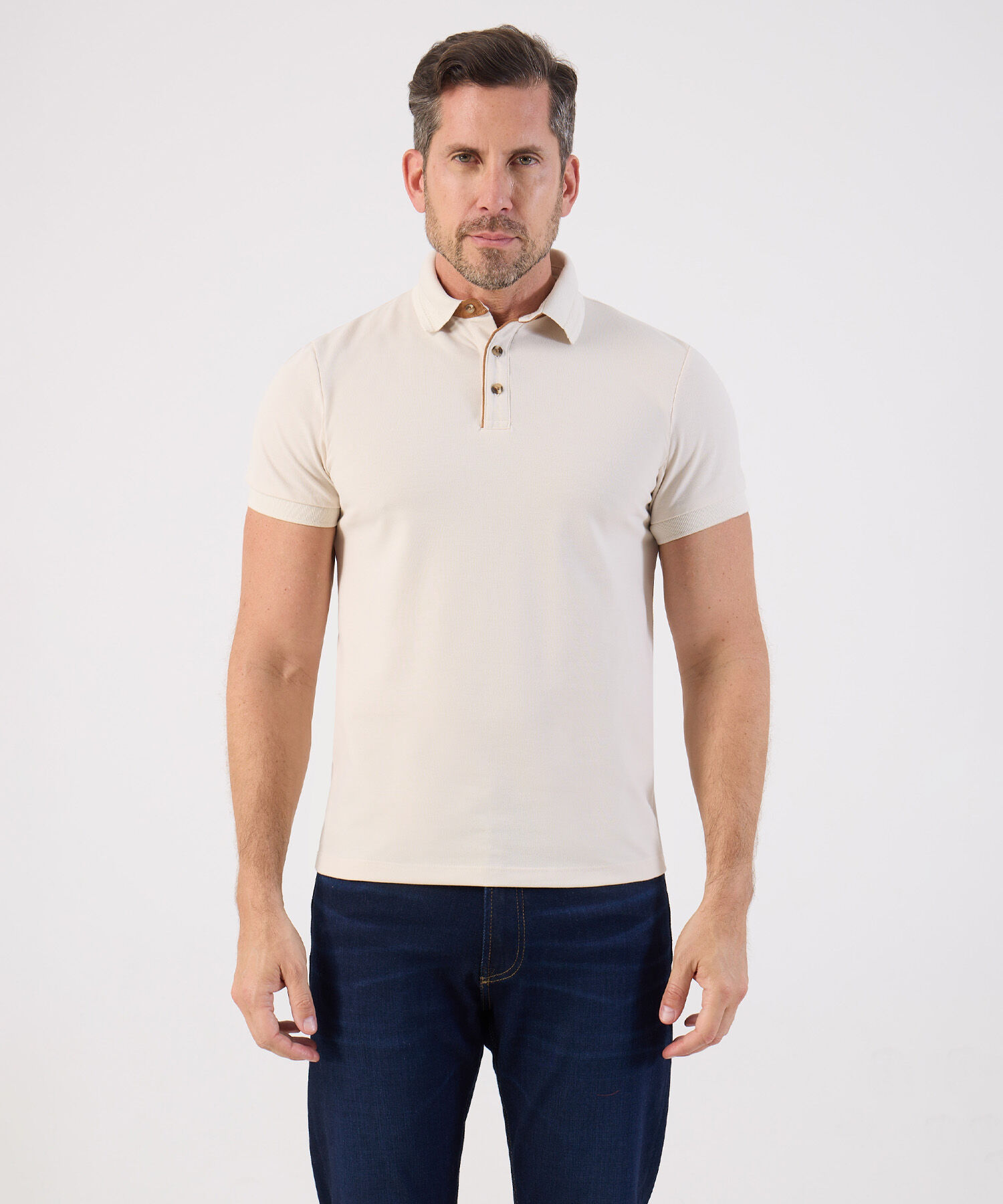 Polo De Botones Contraste Para Hombre