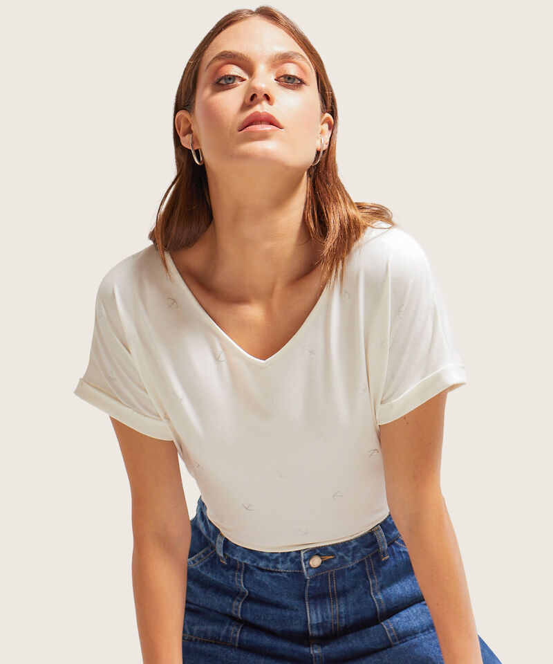 Camiseta Estampado de Anclas