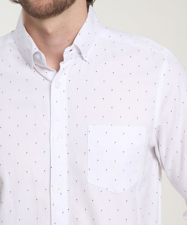 Camisa Corbatera Manga Larga Estampado Cuello Button Down Regular