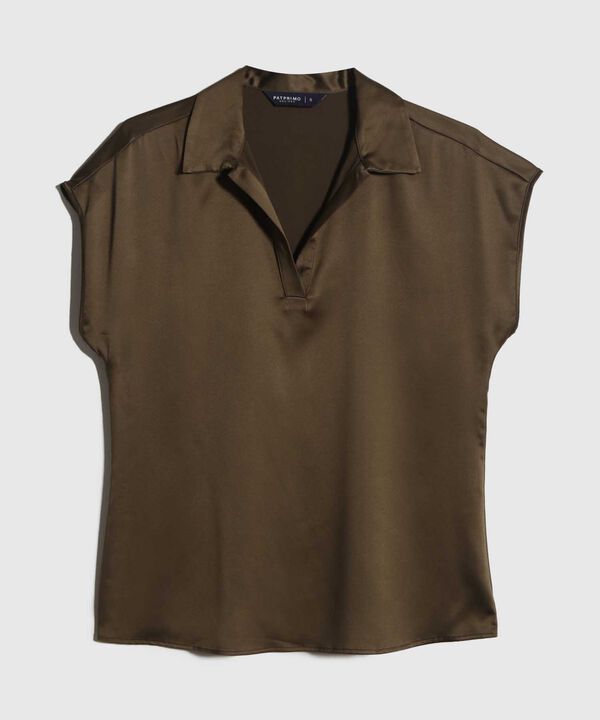 Blusa Satinada Escote en V
