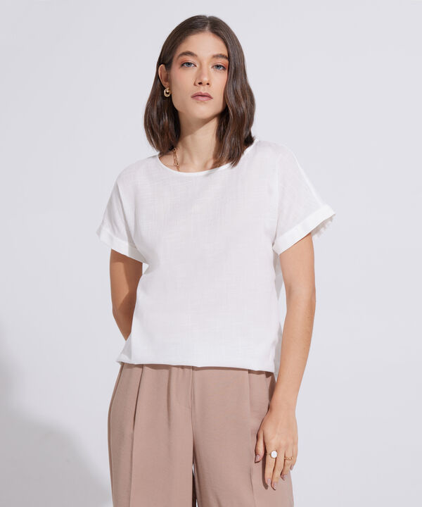 Blusa Manga Corta Corrida Unicolor image number null