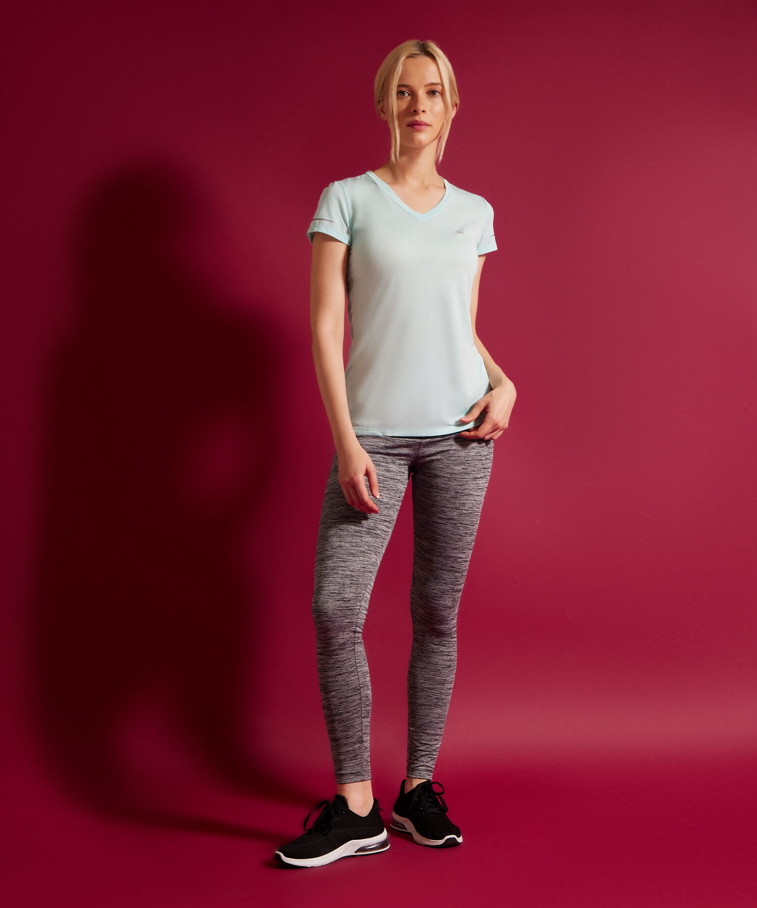 Leggings Jaspe Largo Con Reflectivos Laterales, Cotilla Y Pinzas Posteriores