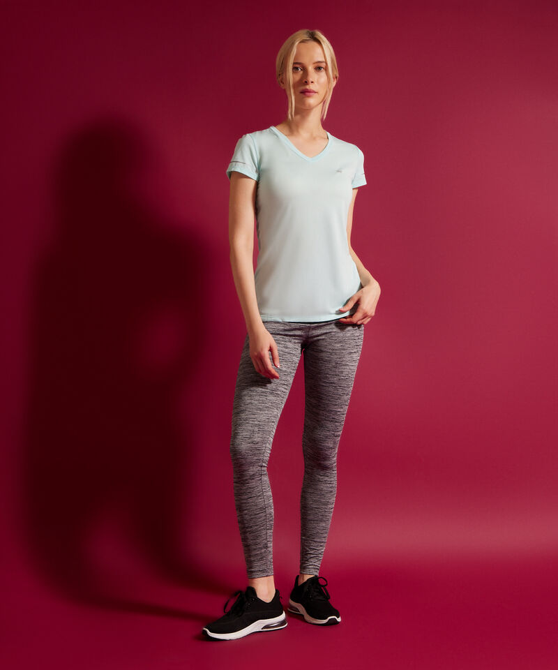 Leggings Jaspe Largo Con Reflectivos Laterales, Cotilla Y Pinzas Posteriores