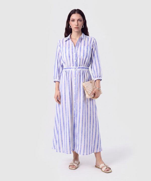 Vestido Camisero Largo de Rayas para Mujer