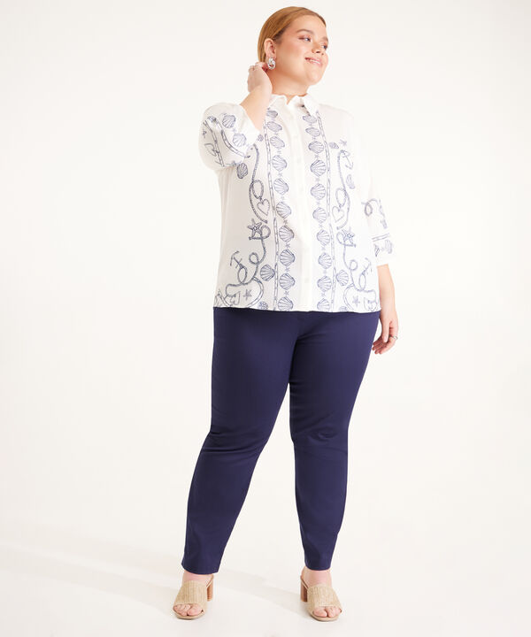 Pantalón Recto Unicolor Con Broches