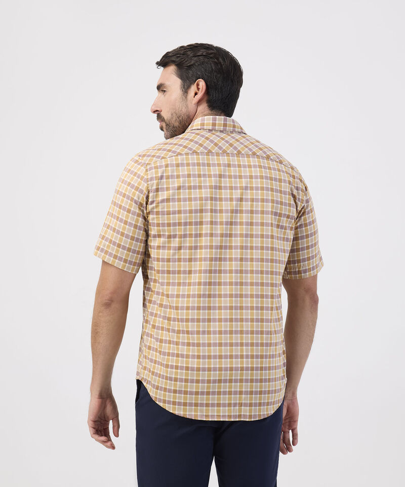 Camisa Manga Corta Cuadros Estampados Con Bolsillo