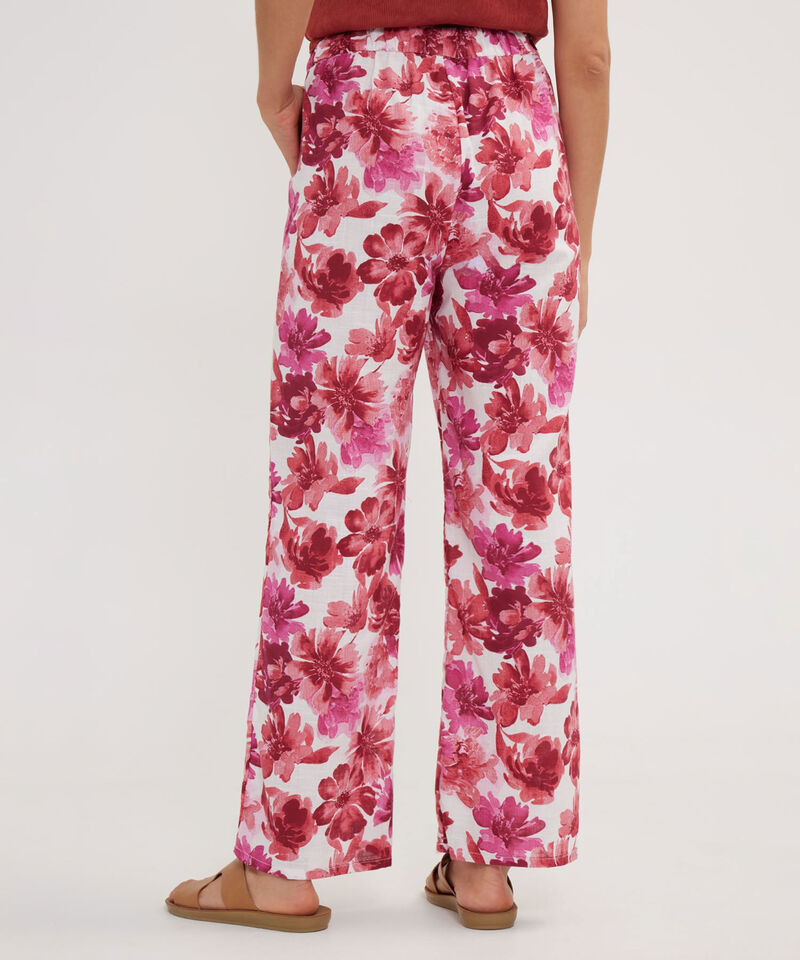 Pantalon Bota Recta En Lino Estampado