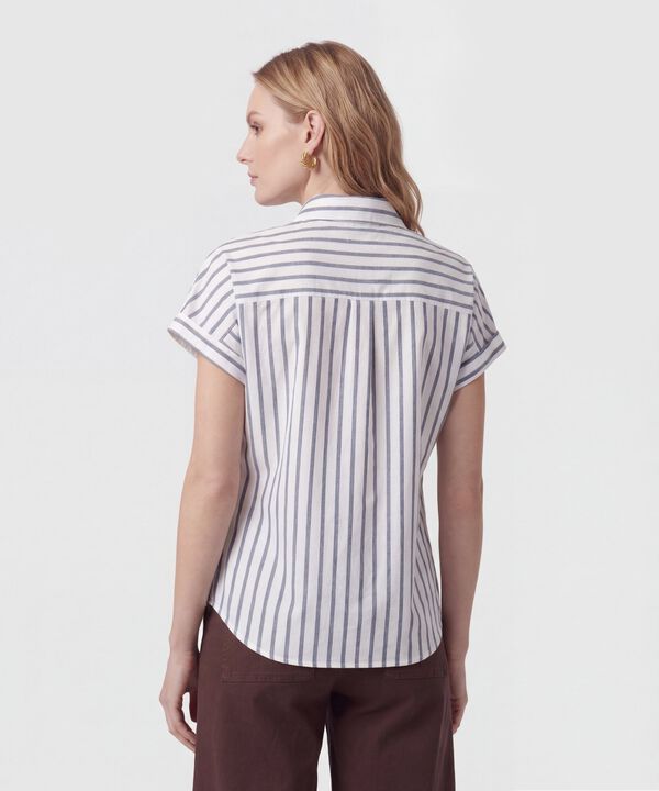 Camisa Manga Corta Con Doblez Para Mujer