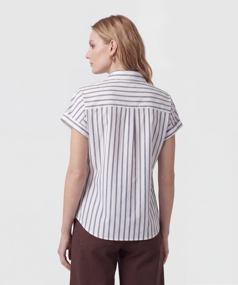 Camisa Manga Corta Con Doblez Para Mujer