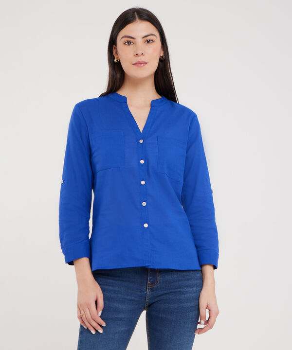 Blusa  Manga Larga Con Bolsillo Unicolor image number null