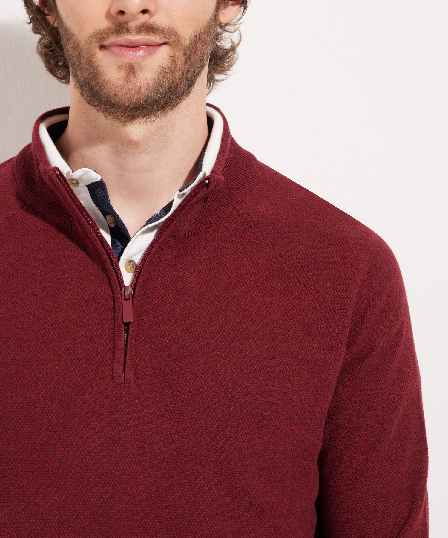 Saco Media Cremallera Unicolor Con Textura