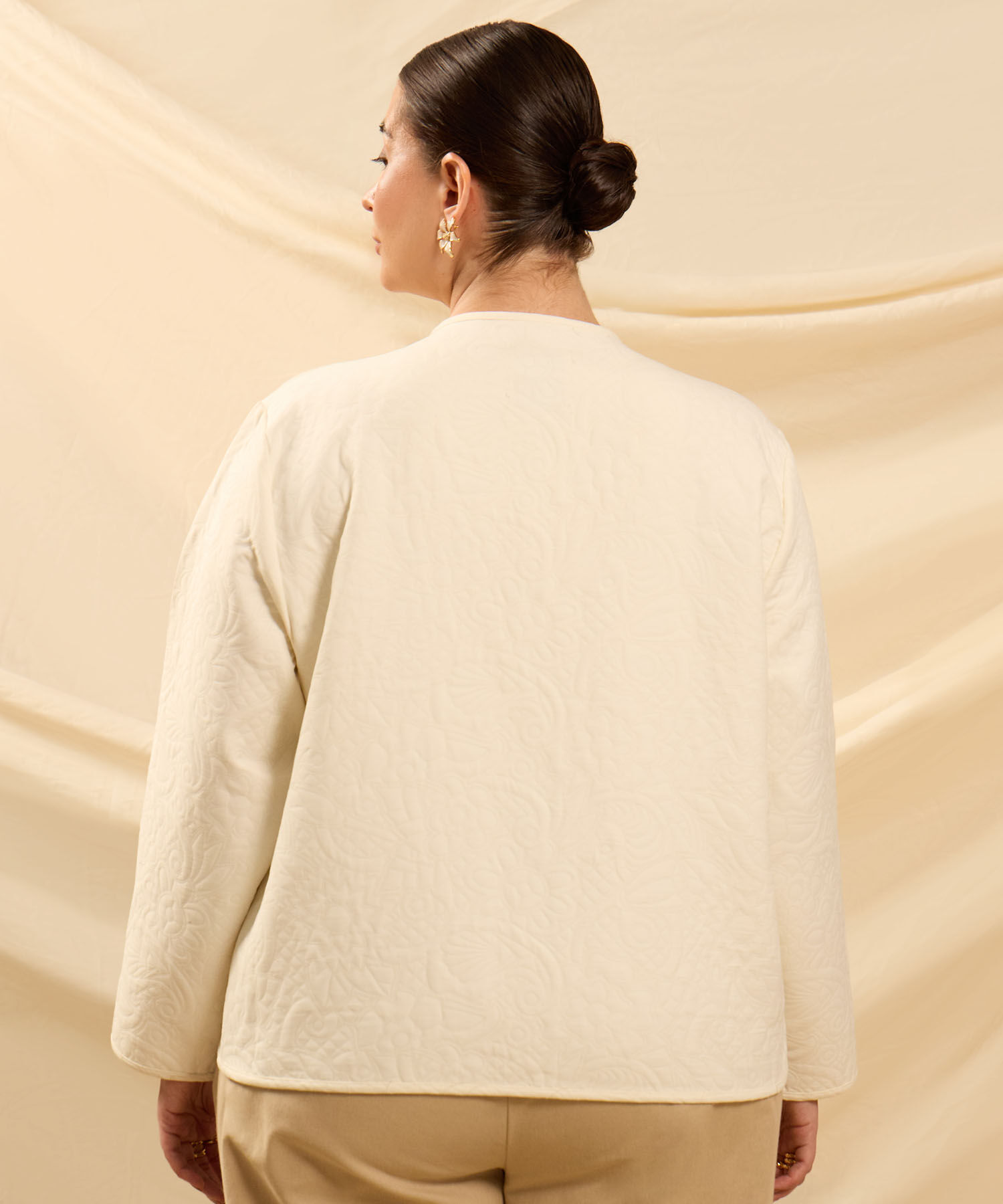 Chaqueta Texturizada De Cuello Redondo Mujer Curvy