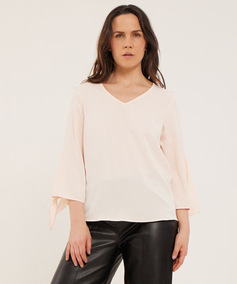Blusa Unicolor Manga 3/4 De Amarre