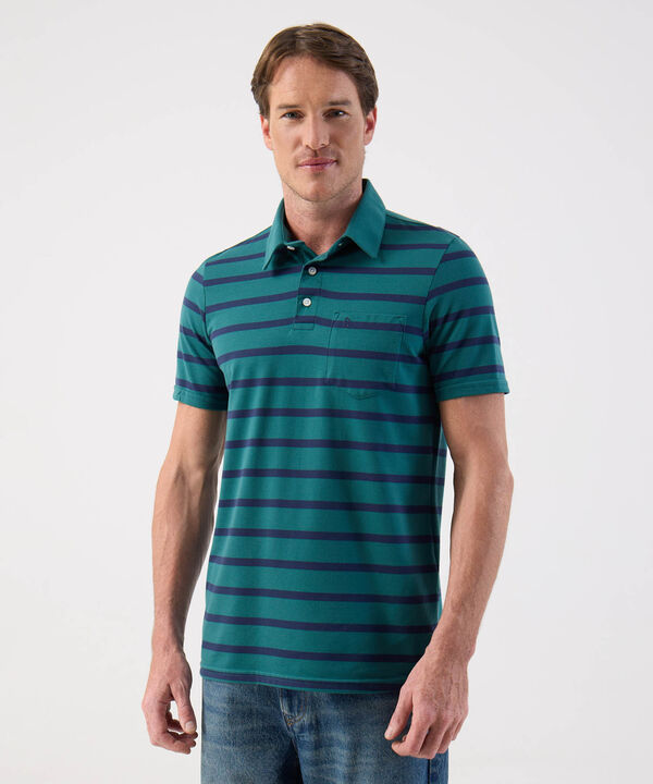 Polo a Rayas Clásico con Bolsillo Para Hombre image number null