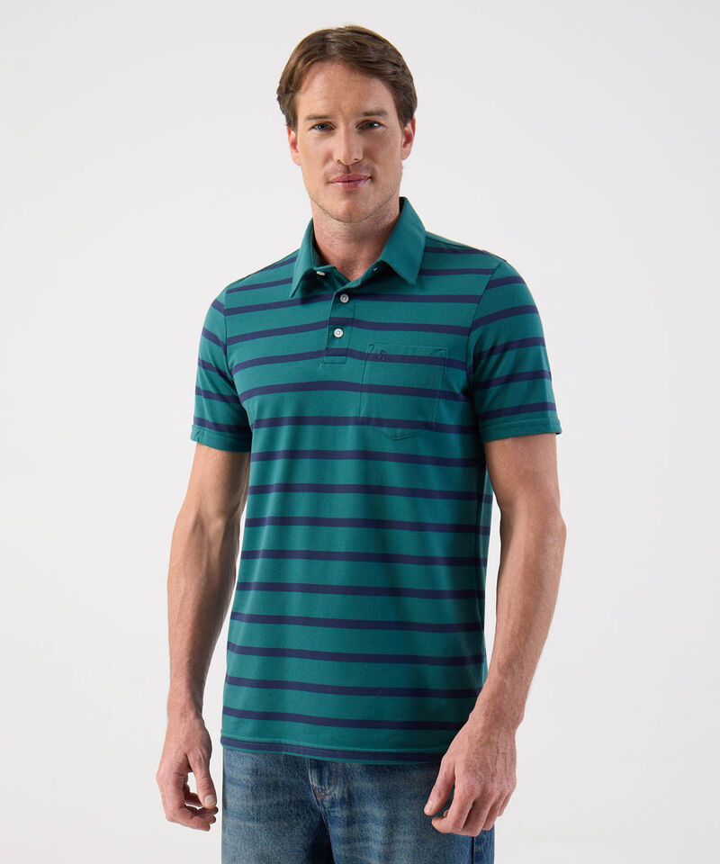 Polo a Rayas Clásico con Bolsillo Para Hombre