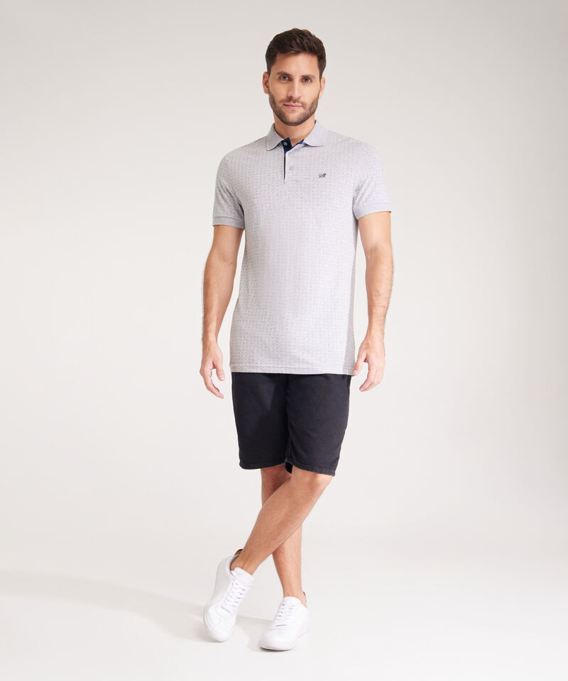 Polo Estampada Cuello Y Puños Tejidos Unicolor Sin Bolsillo Con Silueta Slim Fit