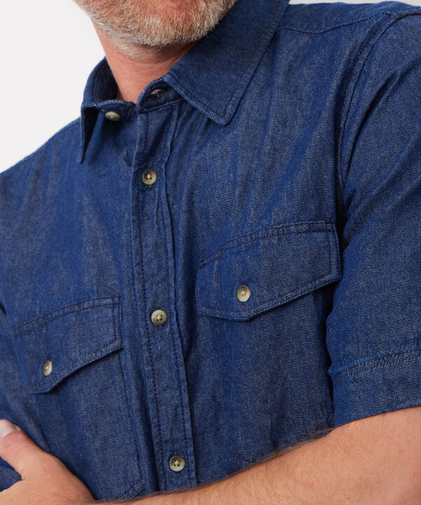 Camisa Manga Corta Cuello Clásico Tono Azul image number null