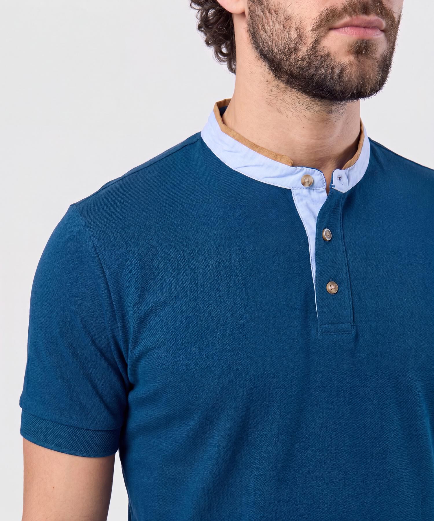 Polo Con Cuello Neru Y Pechera Hombre