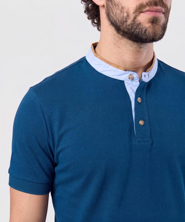 Polo Con Cuello Neru Y Pechera Hombre