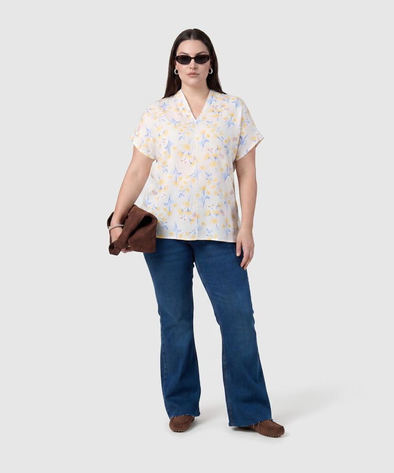 Blusa Estampada De Cuello En V Mujer Curvy