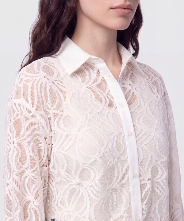 Camisa en Encaje con Transparencia Para Mujer