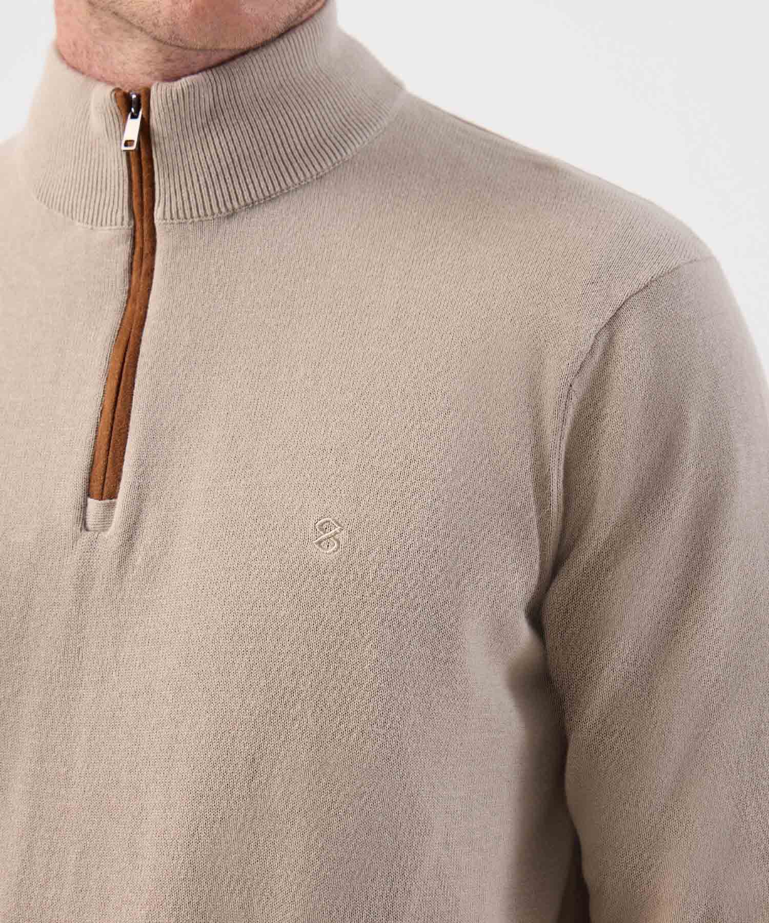 Buzo de Tejido Liso con Cuello Alto y Cremallera Para Hombre
