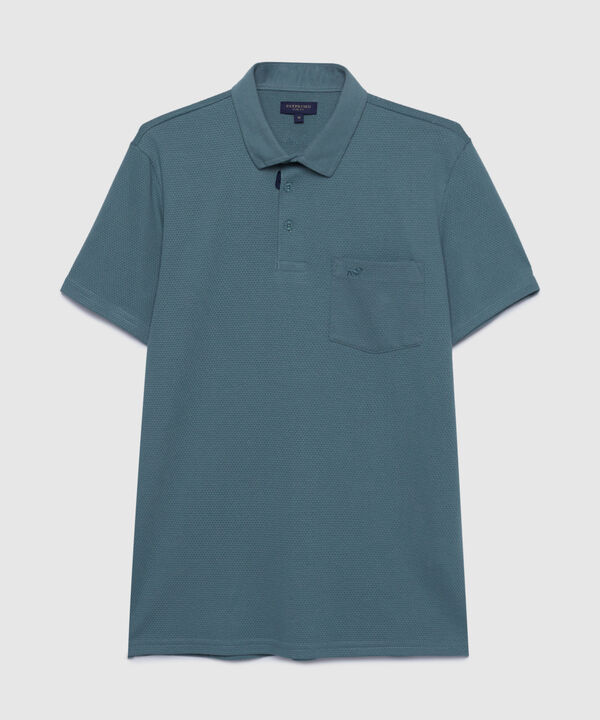 Polo Unicolor Textura, Cuello Duro Con Bolsillo, Silueta Slim Fit, Kairós