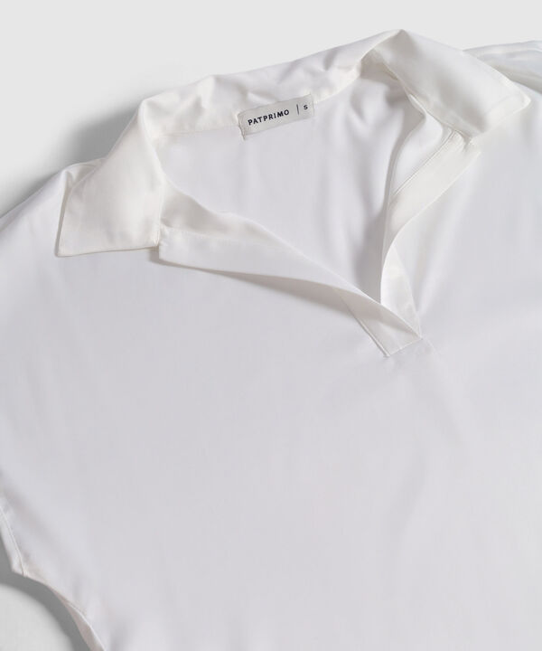 Blusa Unicolor De Cuello Camisero En V Para Mujer image number null