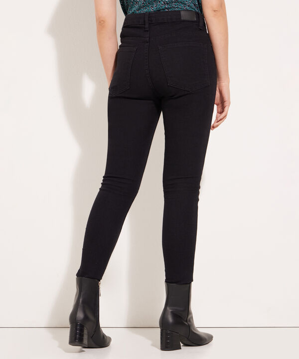 Jean Skinny Tiro Alto Tono Negro