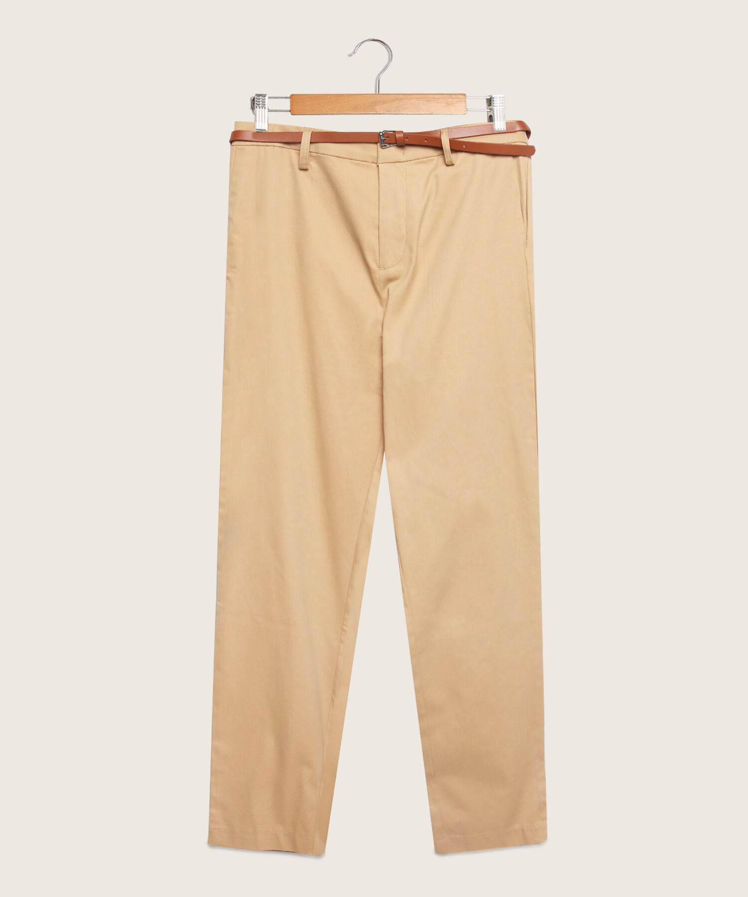 Pantalón Chino Unicolor Con Cinturón
