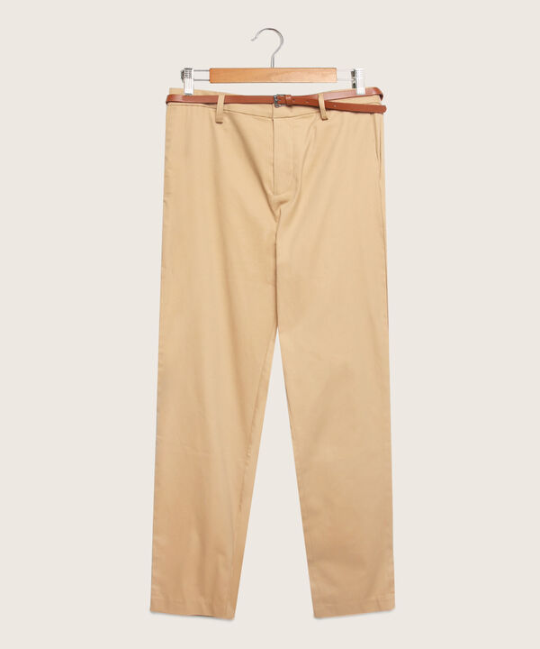 Pantalón Chino Unicolor Con Cinturón