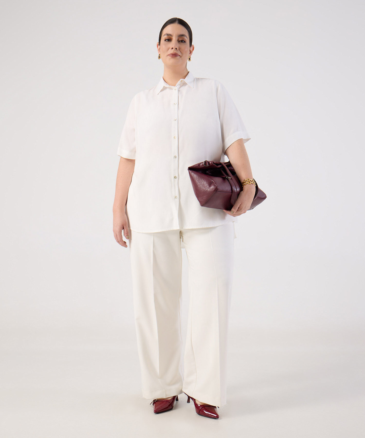 Blusa Manga Corta con Perilla para Mujer Curvy