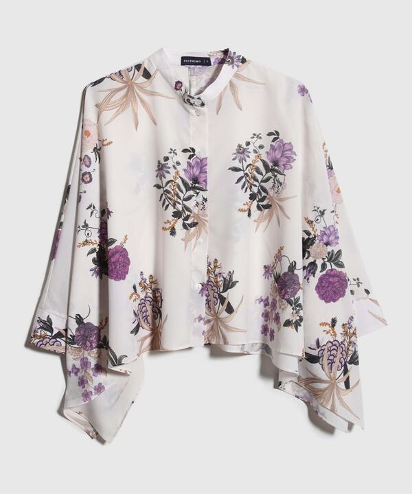 Blusa Estampada Tipo Capa Manga Larga