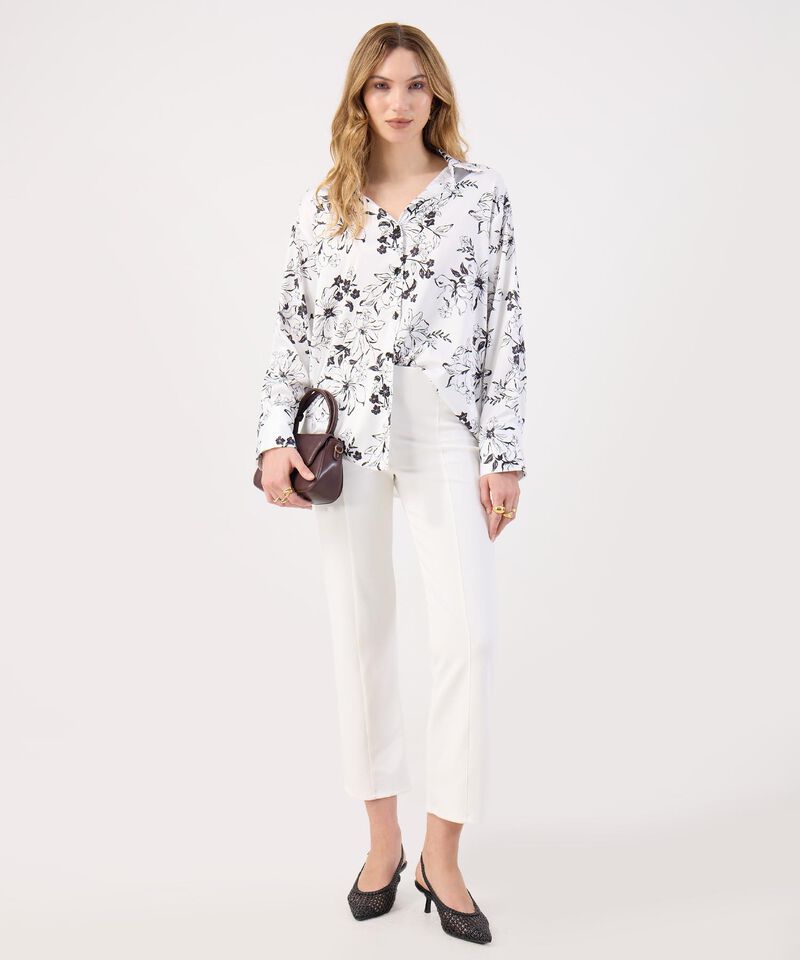 Blusa Estampado Floral Bicolor Casual