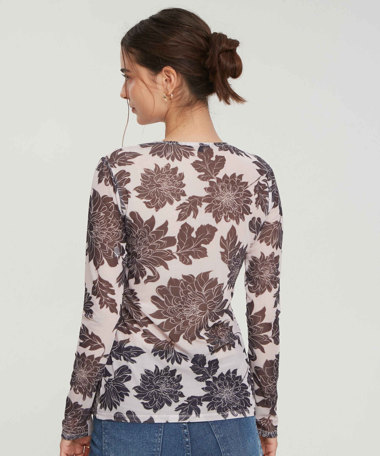 Camiseta Estampada Escote Redondo Manga Larga