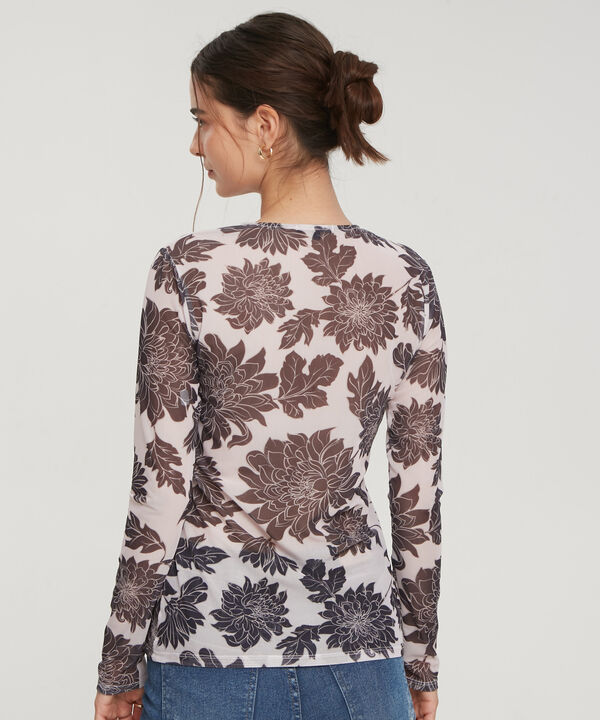 Camiseta Estampada Escote Redondo Manga Larga