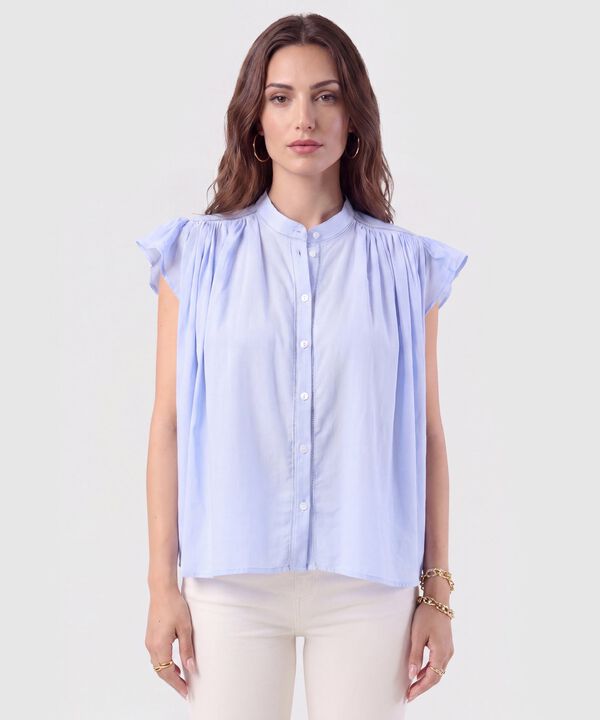 Blusa Cuello Alto con Vuelos Mujer