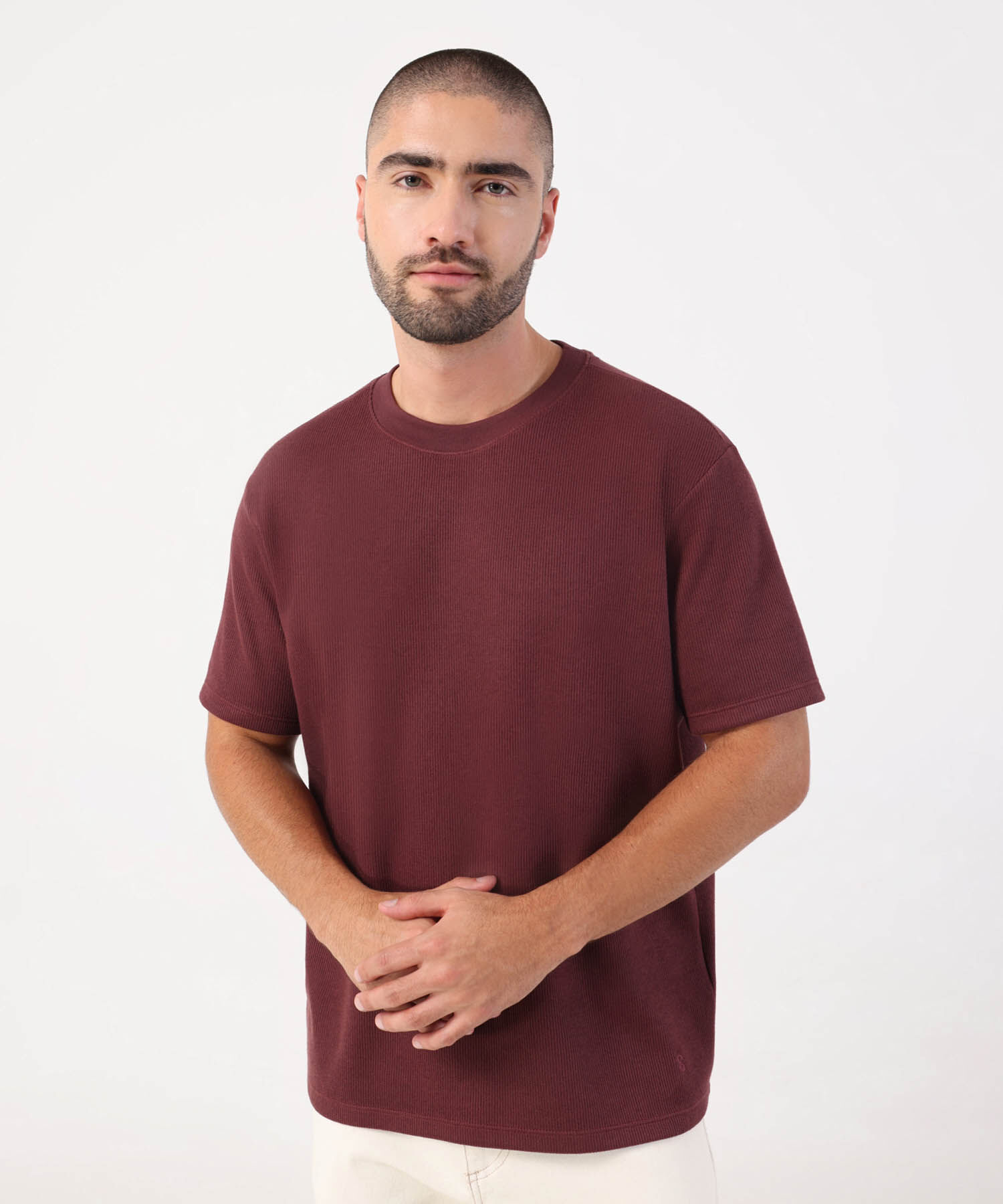 Camiseta Texturizada De Cuello Redondo Para Hombre