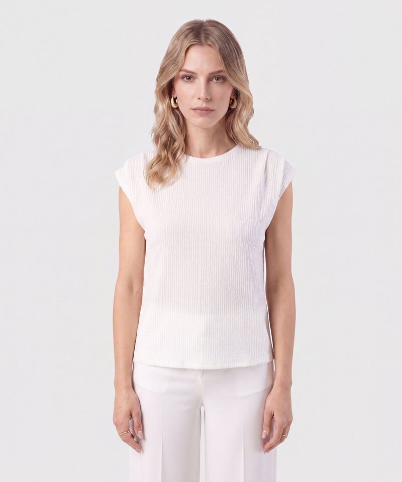 Camiseta Texturizada Con Hombro Ca&iacute;do Para Mujer