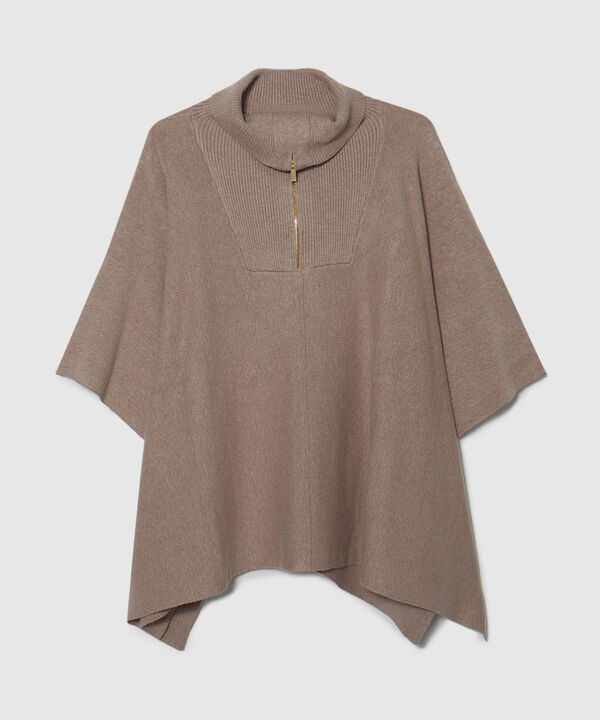 Saco Tipo Capa Con Cremallera Y Cuello Alto