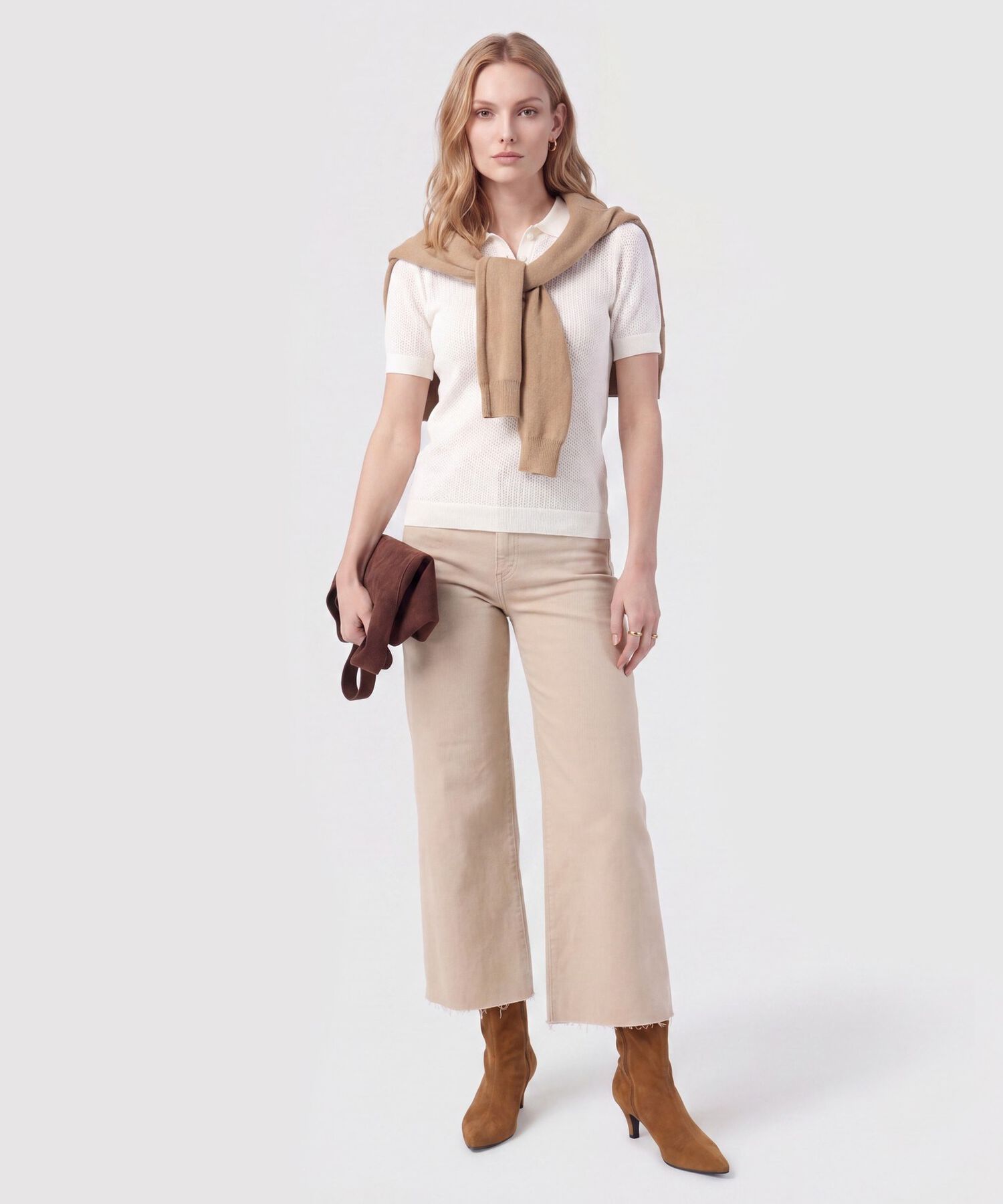 Polo Manga Corta Cuello Tejido Para Mujer