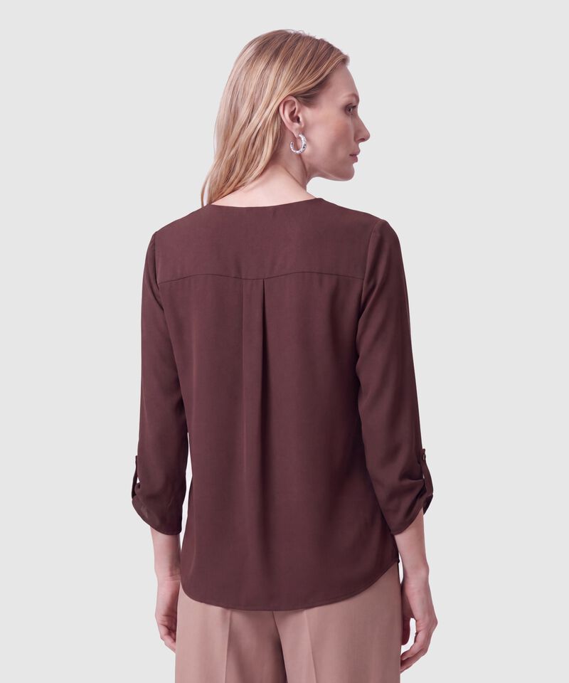Blusa Unicolor Manga 3/4 Para Mujer