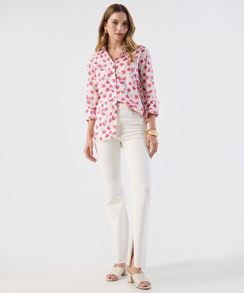 Camisa Manga Larga con Estampado Floral para Mujer