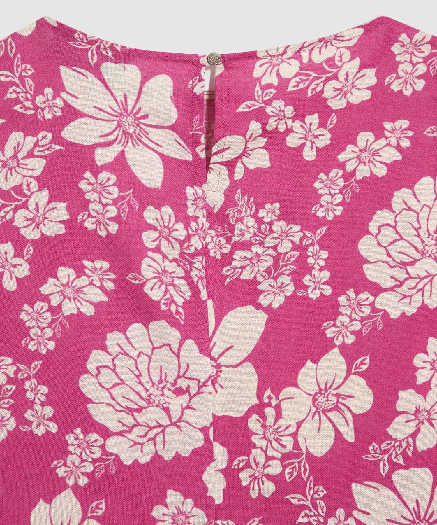 Vestido Estampado en Efecto Lino