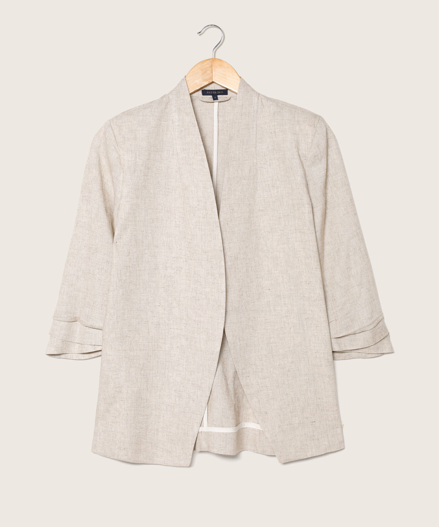Blazer Manga 3/4 Unicolor En Lino