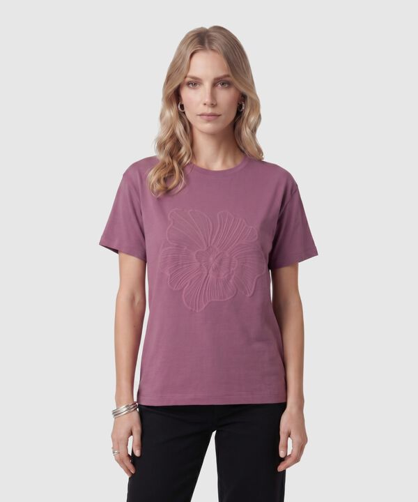 Camiseta Con Flor En Relieve Para Mujer image number null