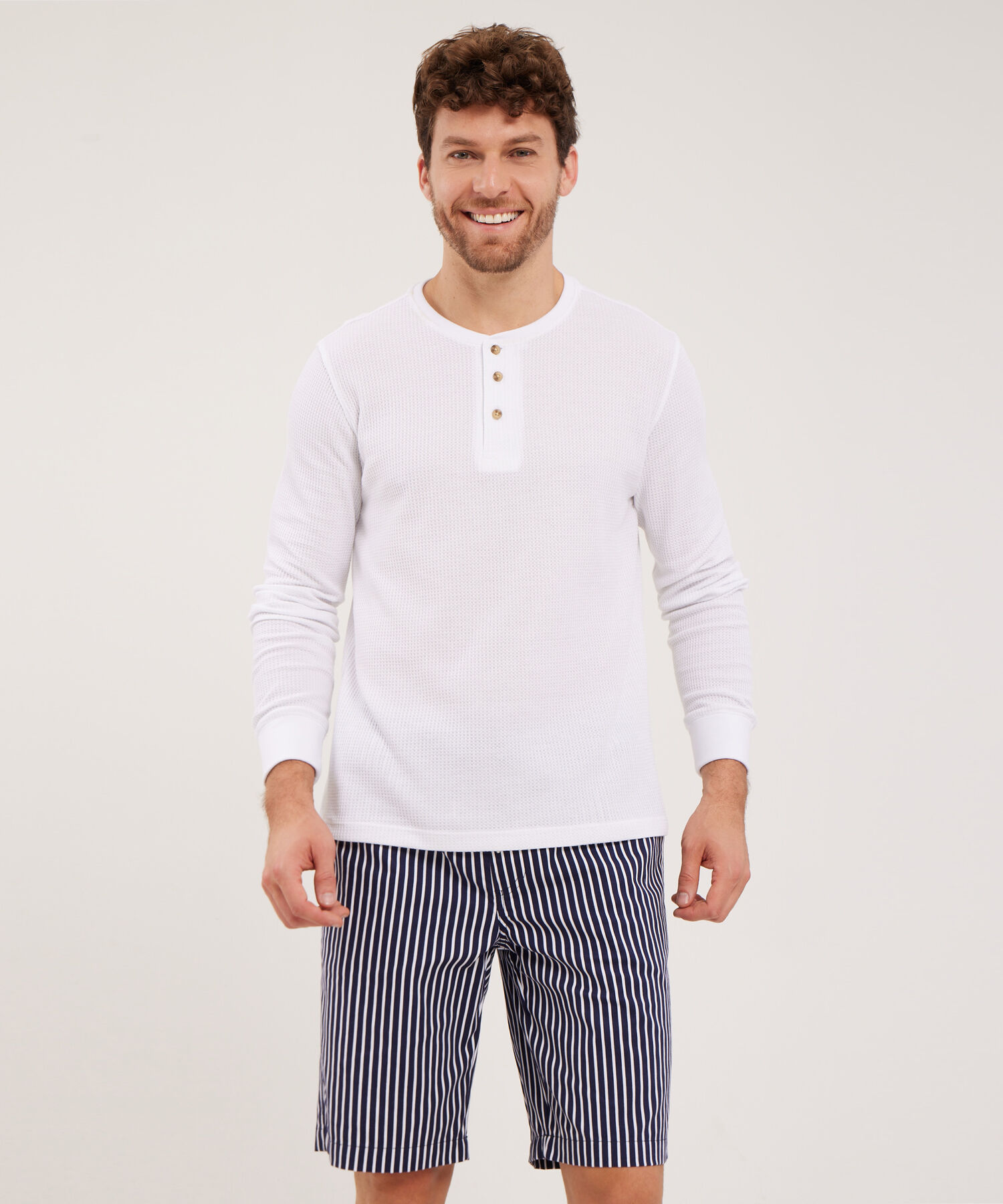 Bermuda Cintura Elástica Estampada Rayas