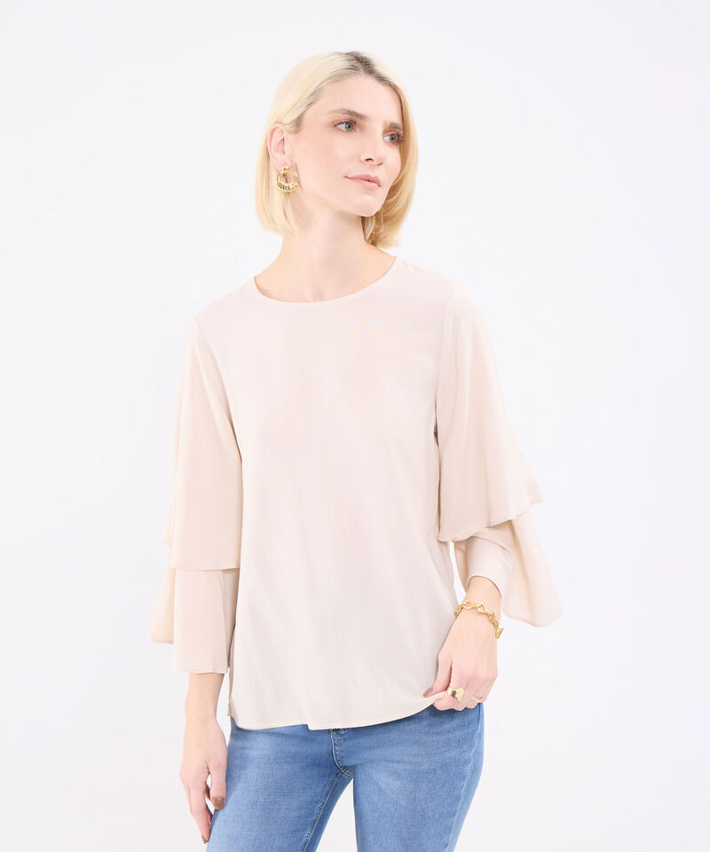 Blusa Manga 3/4 Con Capas Para Mujer